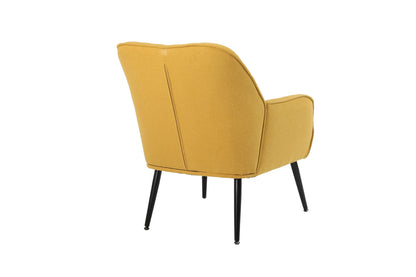 Modern Mid Century Chair Linen Sherpa Armchair for Living Room Bedroom Office Easy Assemble(Yellow)