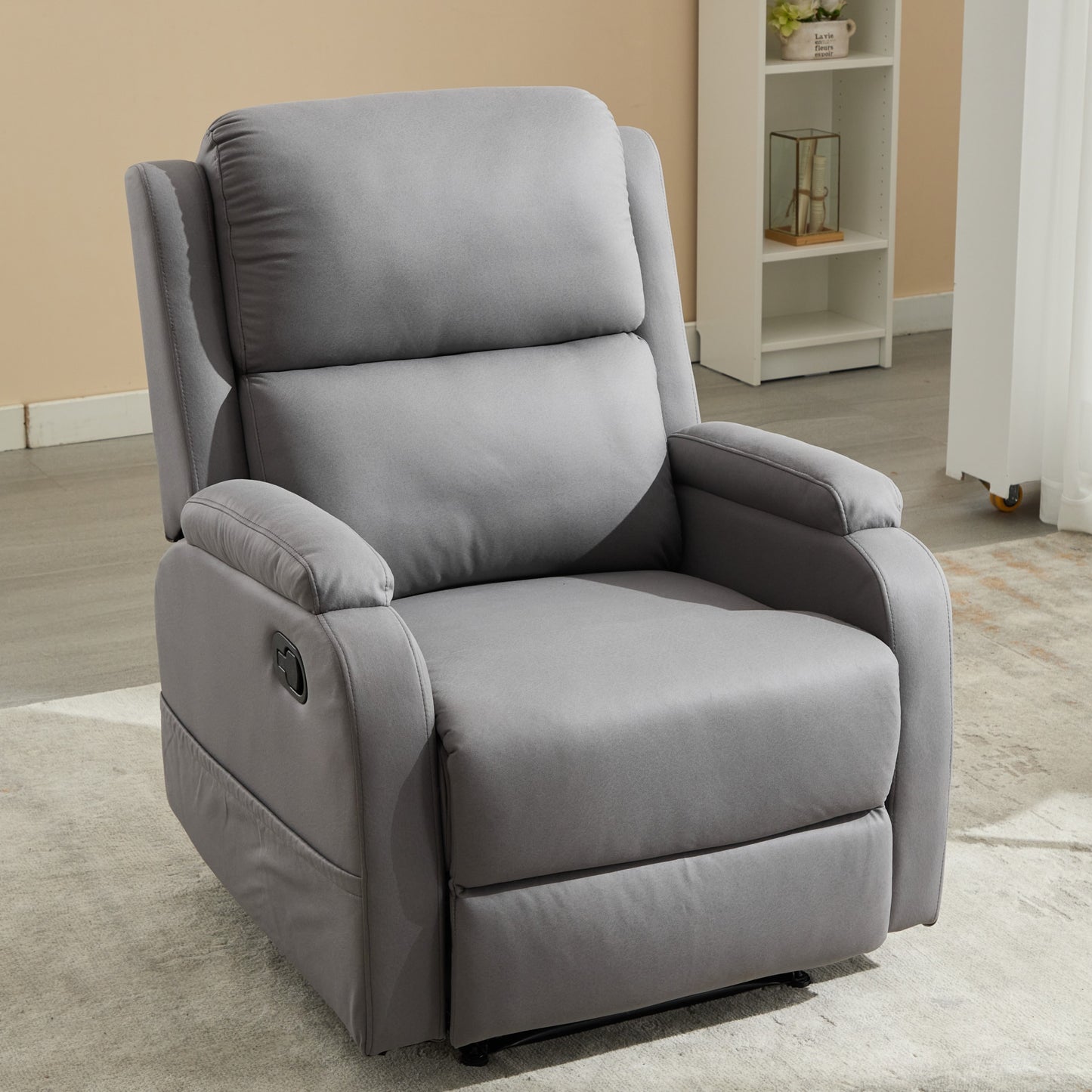 Best Choice Recliner Chair Living Room Reclining Sofa Chair, Home Theater Seating Modern Recliner, Manual Recliner Sofa Chair for Living Room/Office/Apartment, Easy-to-Reach Side Button - Gray