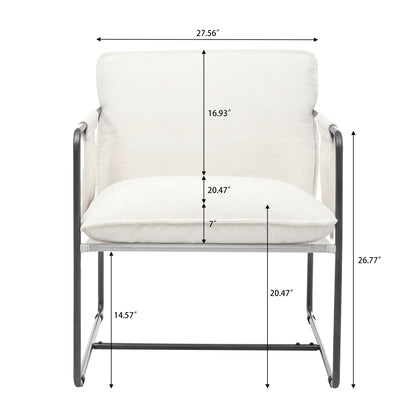 2 Sets 1 Case, Upholstered hanging armchair with arm pocket metal frame, crushed foamcushions and skin-friendly braid for living room and bedroom. White color