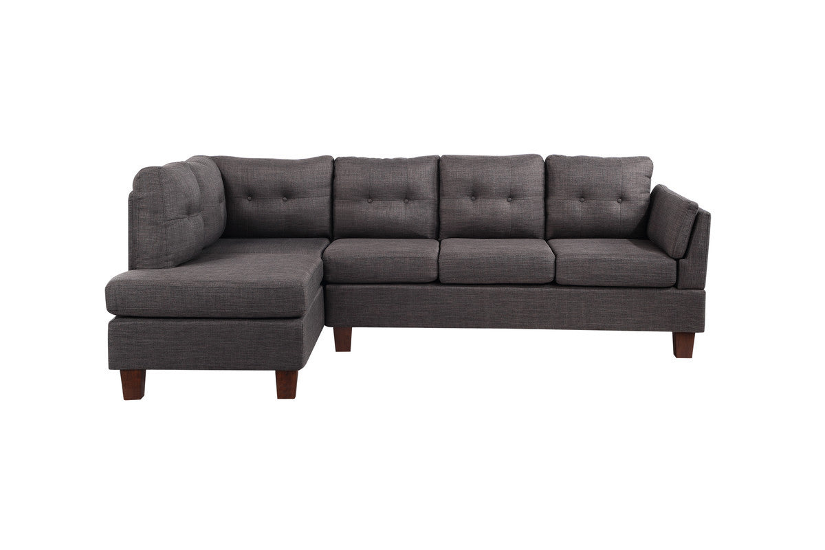 97" Dark Gray Linen Modern Sectional Sofa with Left Facing Chaise