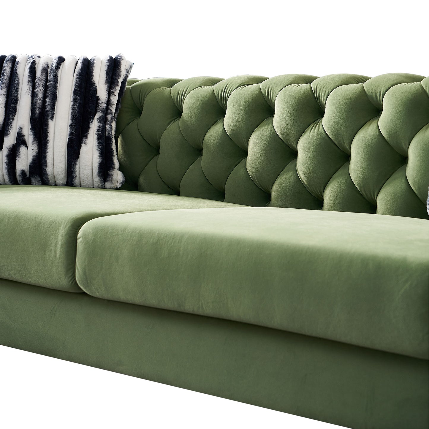 Modern Tufted Velvet Living Room Sofa, 84.25''W Couch,Mint Green