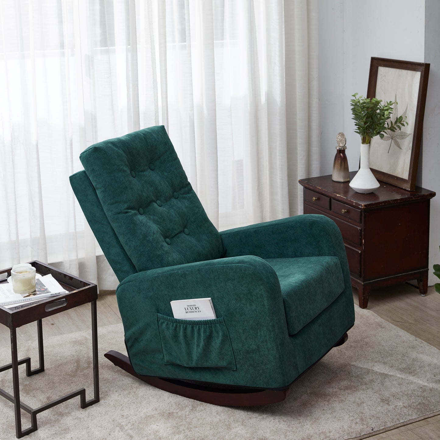 Accent chair TV Chair Living room Chair Lazy Recliner Comfortable Fabric Leisure Sofa,Modern High Back Armchair