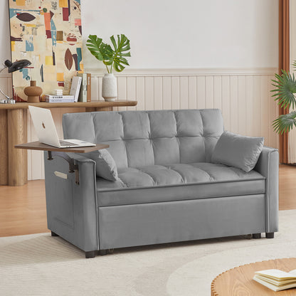 Grey Velvet Loveseat Sofa Bed