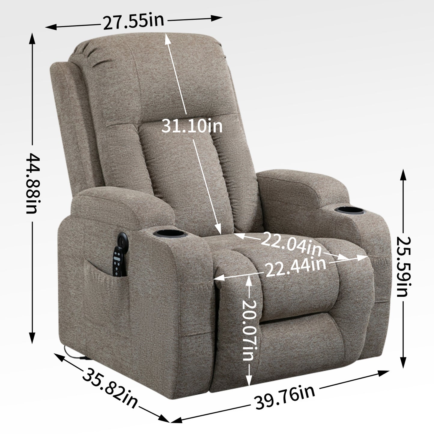 Up to 350 LBS Power Lift Recliner Chair for Elderly, Heavy Duty Motion Mechanism with 8-Point Vibration Massage and Lumbar Heating, USB Charging Port, Cup Holders, Brown