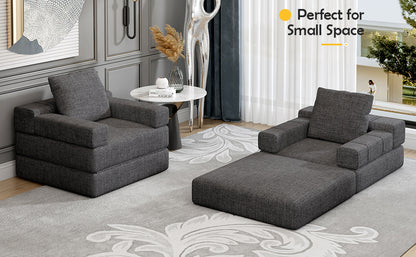 Single sofa chair that converts to a single sofa bed for living room, guest room, playroom, Dark Grey