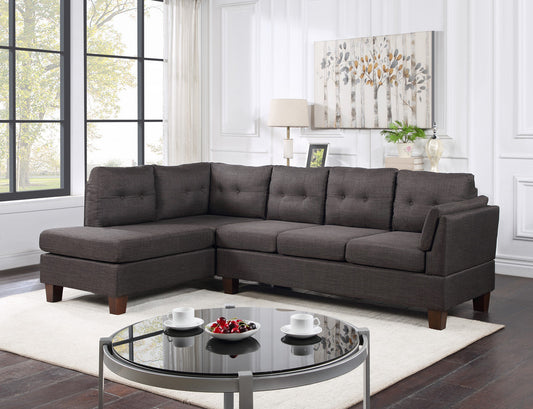 97" Dark Gray Linen Modern Sectional Sofa with Left Facing Chaise