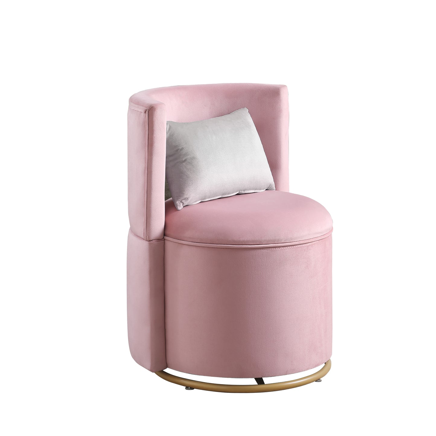 360° Swivel Accent Chair with Storage Function, Velvet Curved Chair with Gold Metal Base for Living Room, Nursery, Bedroom