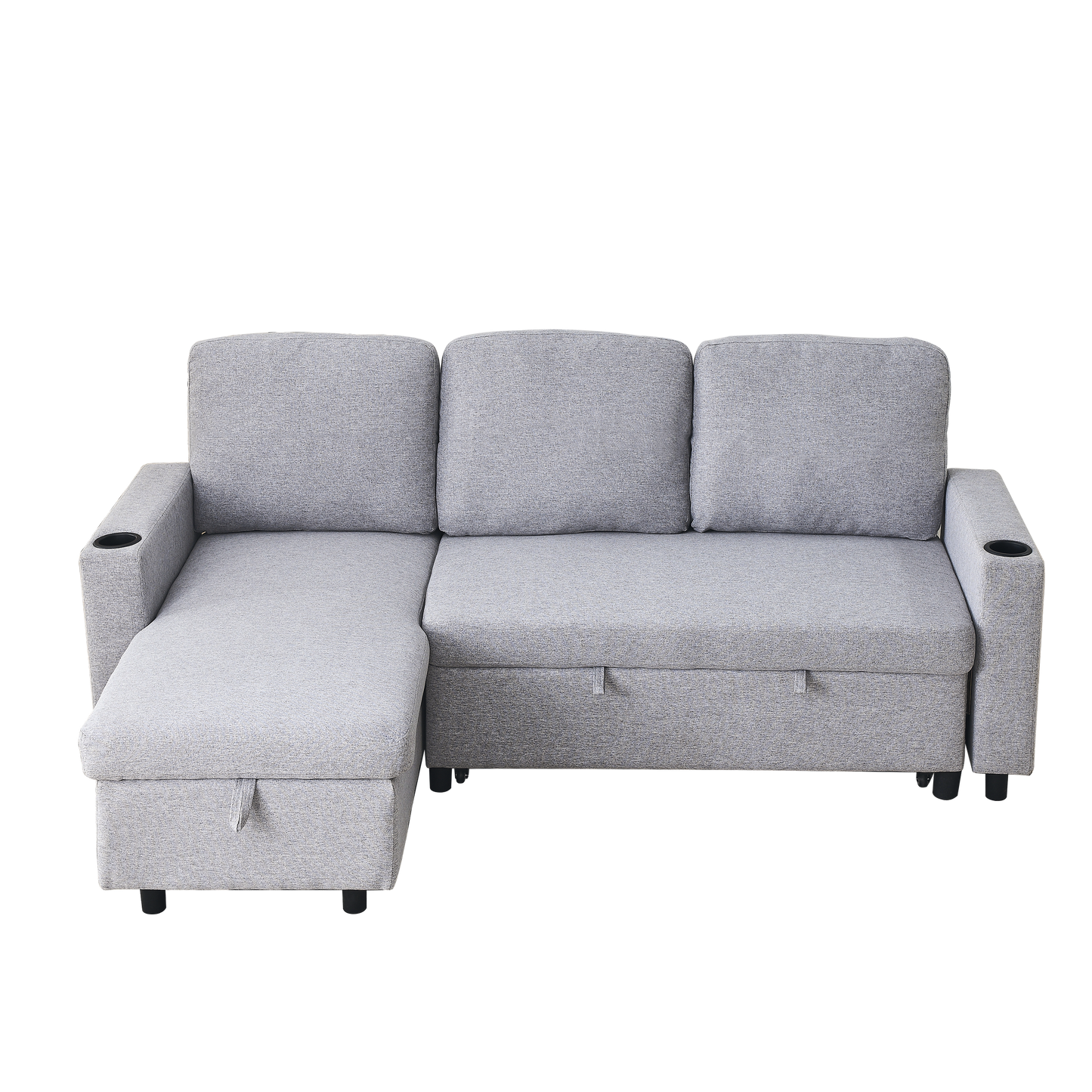 78.7"Comfortable Linen L-Shaped Combo Sofa Sofa Bed, Living Room Furniture Sets for Tight Spaces, Reversible Sleeper Combo Sofa with Pullout Bed,Reversible Sofa Bed for Living Room, Office, Apartmen