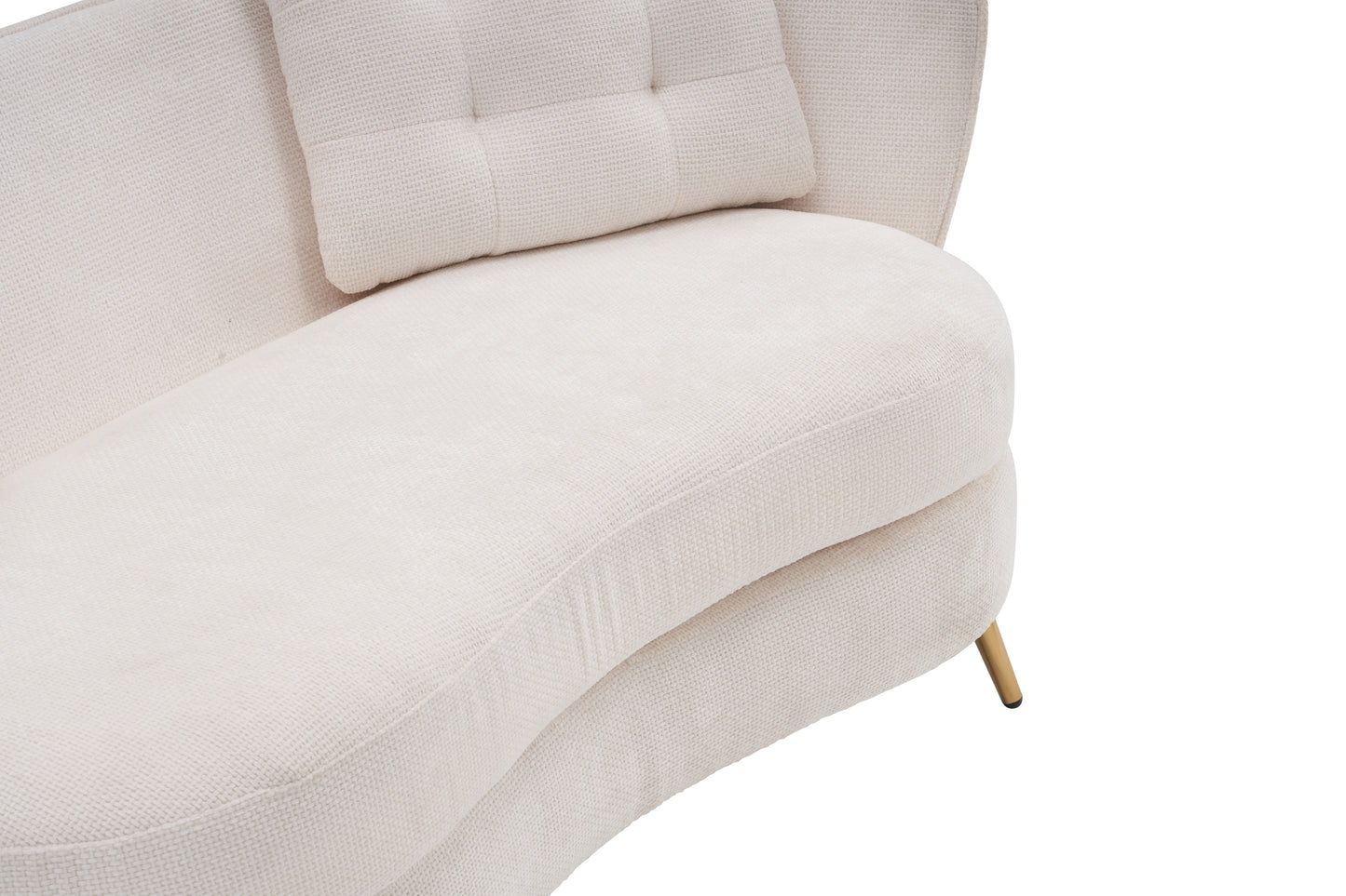 Polyester fiber Loveseat Sofa Upholstered Couch with Golden Metal Legs Club Two-Seat Sofa for Living Reading Room Bedroom Apartment Small Space Dorm,White.