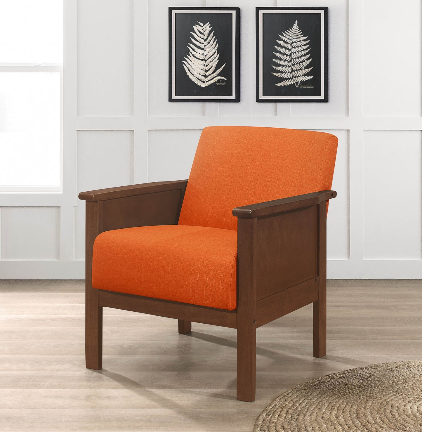 Durable Accent Chair 1pc Luxurious Orange Upholstery Plush Cushion Comfort Modern Living Room Furniture