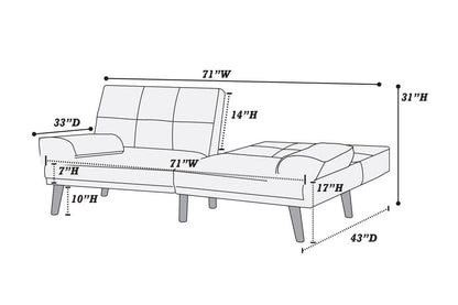 Blue Grey Polyfiber Adjustable Tufted Sofa Living Room Solid wood Legs Comfort Couch