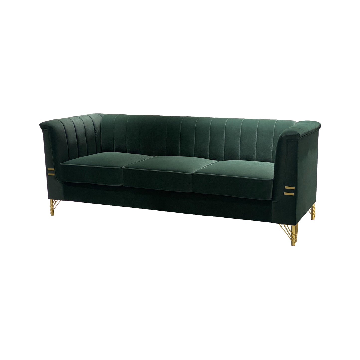 82.67'' W Velvet Sofa, Mid-Century Sofa Furniture Chesterfield Couch for Living Room (Sofa, Green)