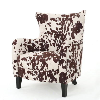 Classic Milk Cow Velvet Club Chair, Chic, Elegant Brown & White Armchair with Timeless Charm, Perfect for Stylish and Comfortable Living Spaces