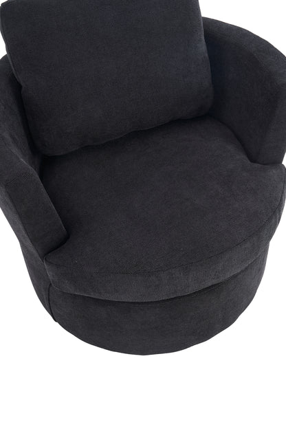 Swivel Barrel Chair, Comfy Round Accent Sofa Chair for Living Room, 360 Degree Swivel Barrel Club Chair, Leisure Arm Chair for Nursery, Hotel, Bedroom, Office, Lounge(Black)