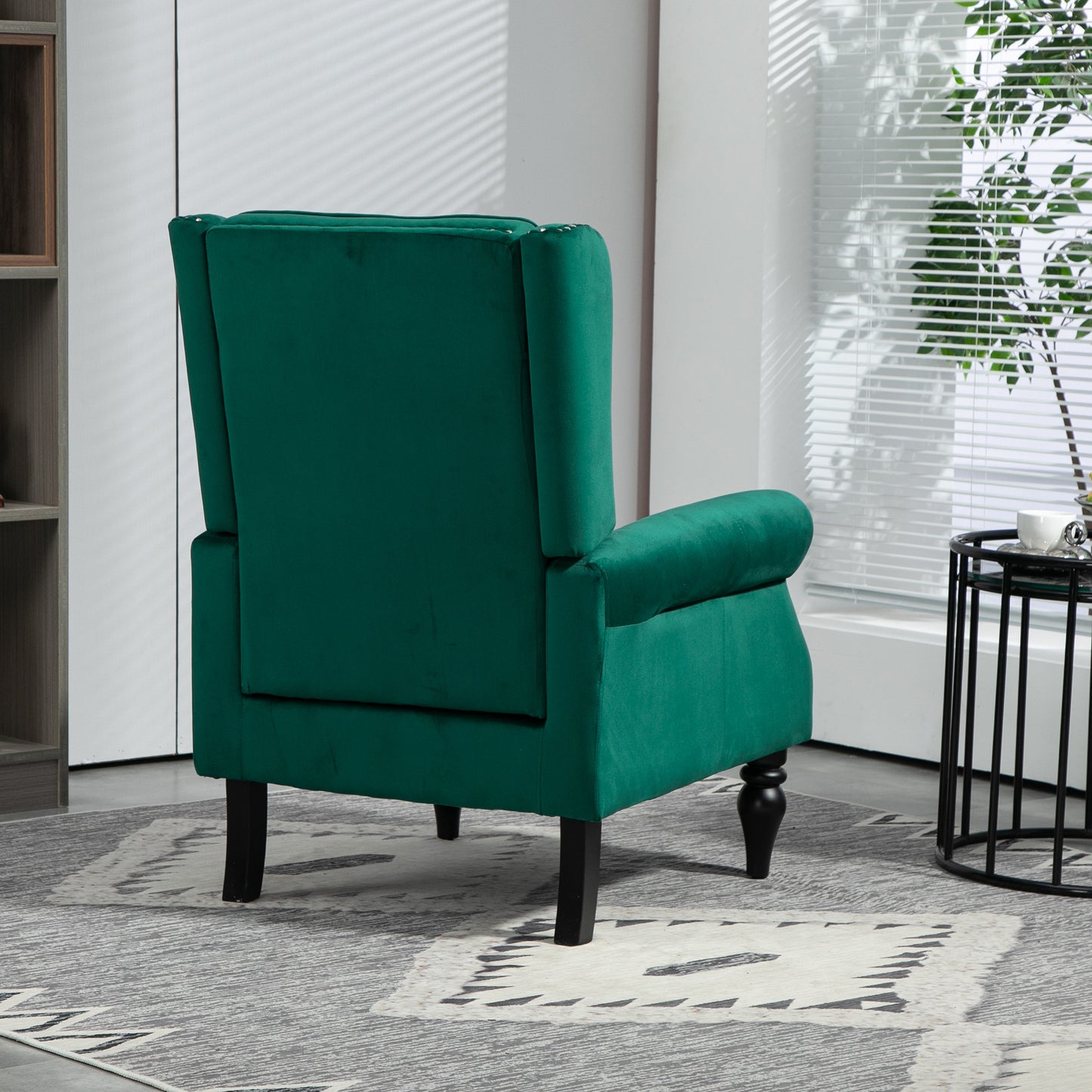 Wood Frame Armchair, Modern Accent Chair Lounge Chair with Sturdy Wood Legs for Living Room Bedroom(Green)