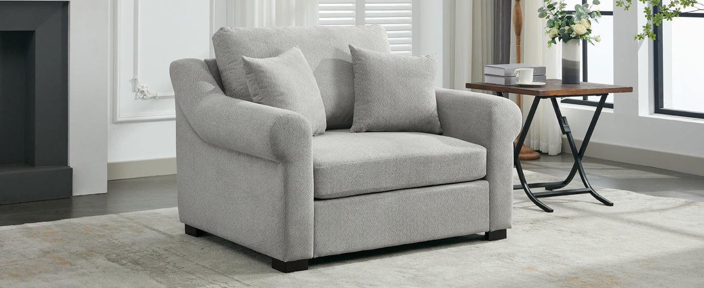 Modern Chenille Oversized Armchair, Accent Chair, Single Sofa for Bedroom, Living Room,44.5" Wide, Light Grey