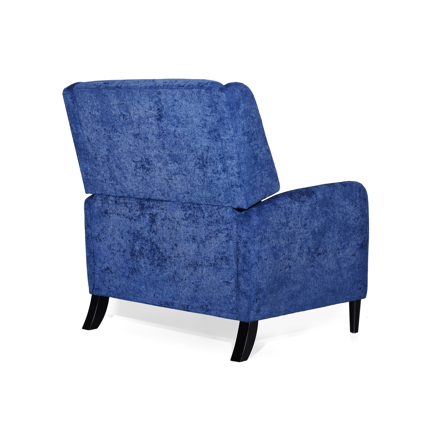 Oversized Textured Fabric Pushback Recliner, Navy Blue and Dark Brown