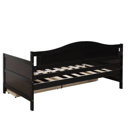 Wooden Daybed with 2 drawers, Sofa Bed for Bedroom Living Room,No Box Spring Needed,Espresso