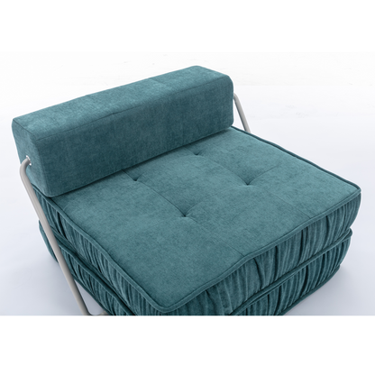 Folding Sofa Bed, Futon Sleeper Chair, Convertible Chair Floor Couch & Sleeping Mattress for Living Room, Guest Room, Home Office, Apartment, Small space, Bed, Removable Back Cushion, Green, 1 Seat