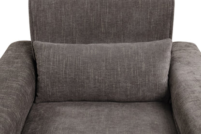 74" Gray Chenille Sofa with Metal Legs and Throw Pillows