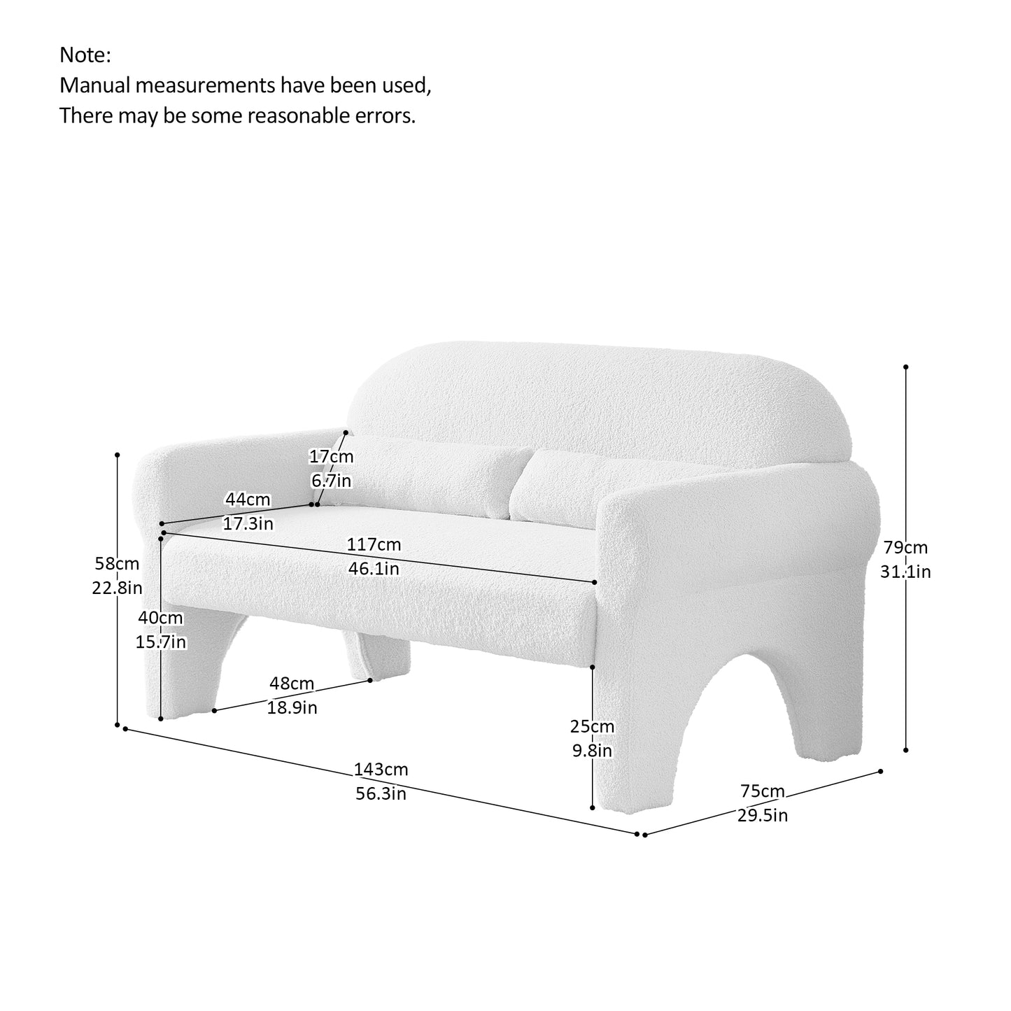 Modern boucle loveseat for Living room