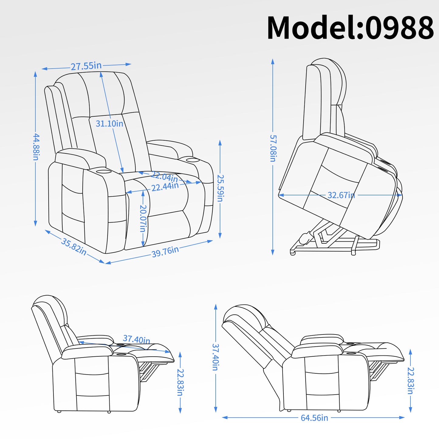 Up to 350 LBS Power Lift Recliner Chair for Elderly, Heavy Duty Motion Mechanism with 8-Point Vibration Massage and Lumbar Heating, USB Charging Port, Cup Holders, Brown