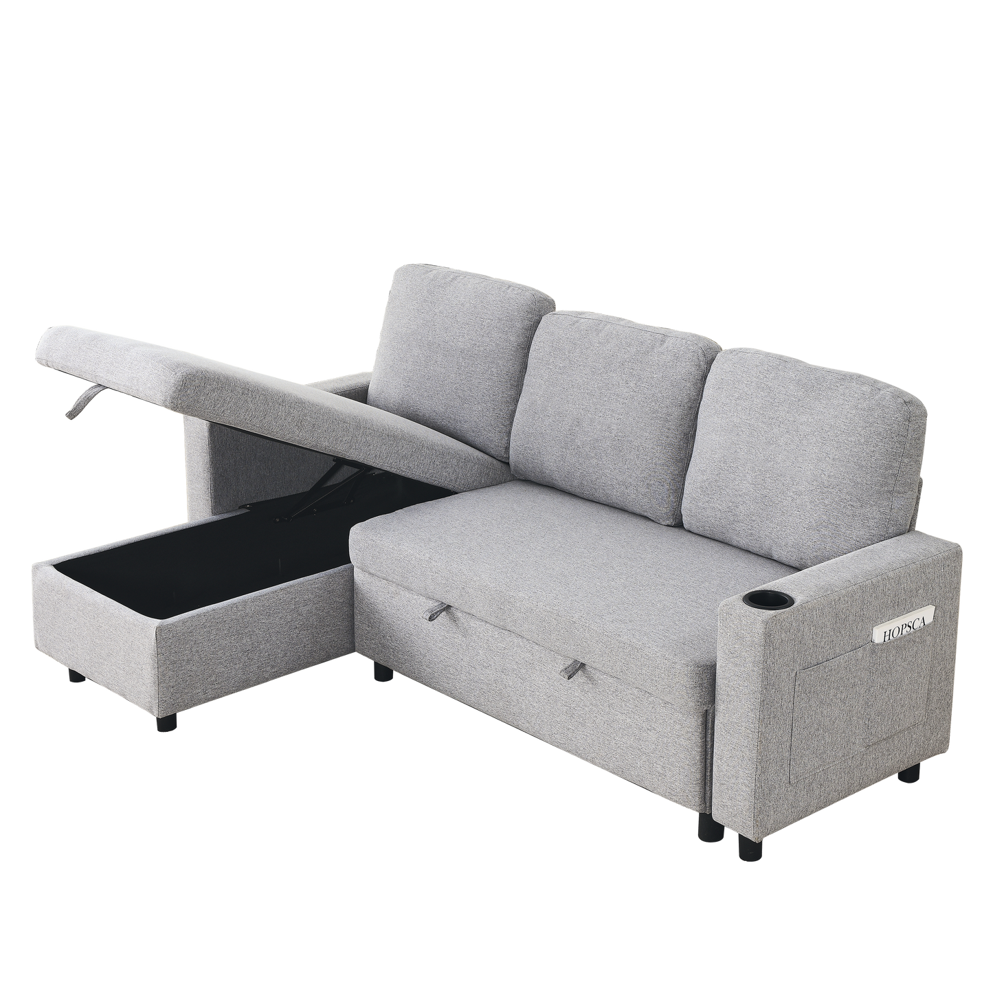 78.7"Comfortable Linen L-Shaped Combo Sofa Sofa Bed, Living Room Furniture Sets for Tight Spaces, Reversible Sleeper Combo Sofa with Pullout Bed,Reversible Sofa Bed for Living Room, Office, Apartmen