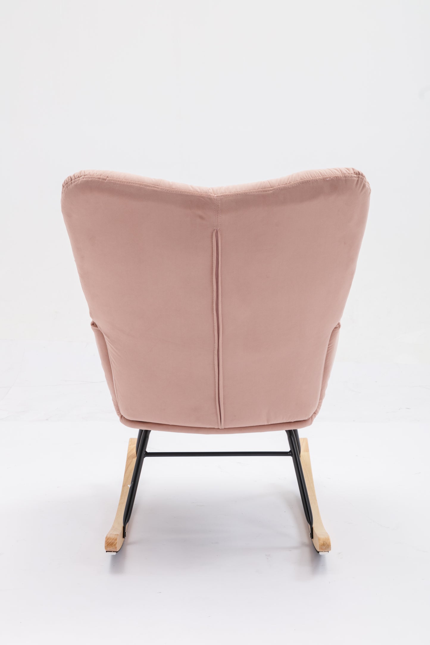 Mid Century Modern Velvet Tufted Upholstered Rocking Chair Padded Seat for Living Room Bedroom, Pink