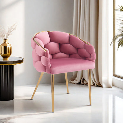 Luxury Handmade Accent Chair with Gold Legs, Modern Velvet Armchair for Living Room and Bedroom