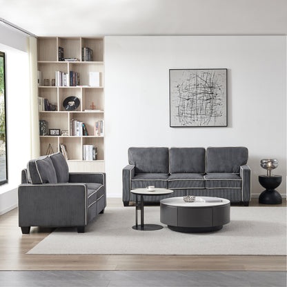 Living Room Sofa set 2+3 seat Dark Grey Corduroy