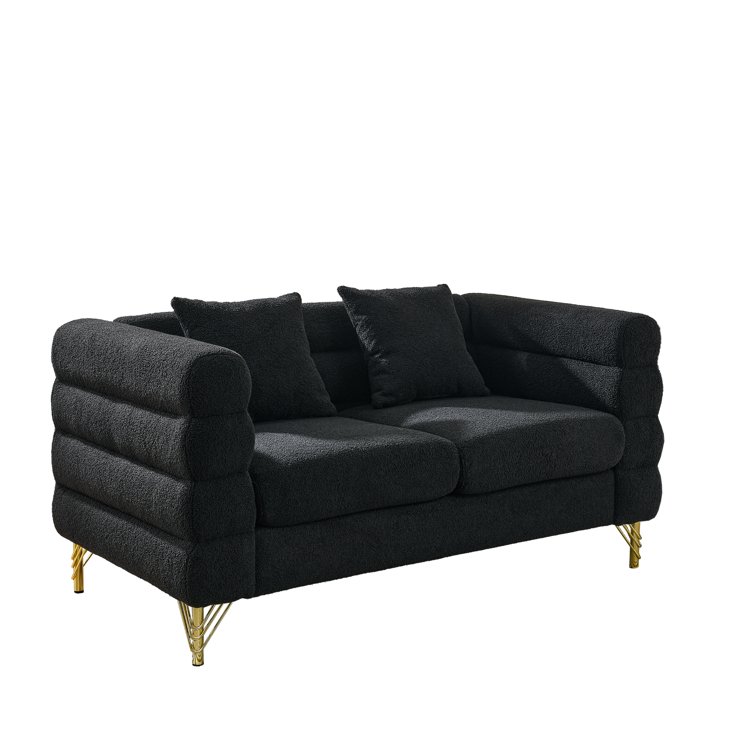 3-Seater + 3-seater Combination sofa.BLACK teddy