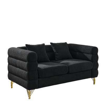 3-Seater + 3-seater Combination sofa.BLACK teddy