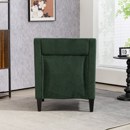 Modern Accent Chair,Upholstered Armchair with Scooped Arms for Bedroom,Apartment,Studio,Office,Waiting Room(Emerald Corduroy)