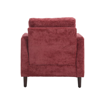 Wood Frame Armchair, Modern Accent Chair Lounge Chair for Living Room,Tufted Club Chair, Mid Century Modern Arm Chairs with Studded, Solid Wood Frame, for Bedroom, Reading(Wine red Chenille)