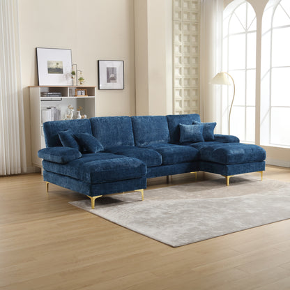 Modern Large chenille Fabric U-Shape Sectional Sofa