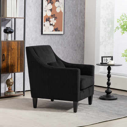 Modern Accent Chair,Upholstered Armchair with Scooped Arms for Bedroom,Apartment,Studio,Office,Waiting Room(Black Corduroy)