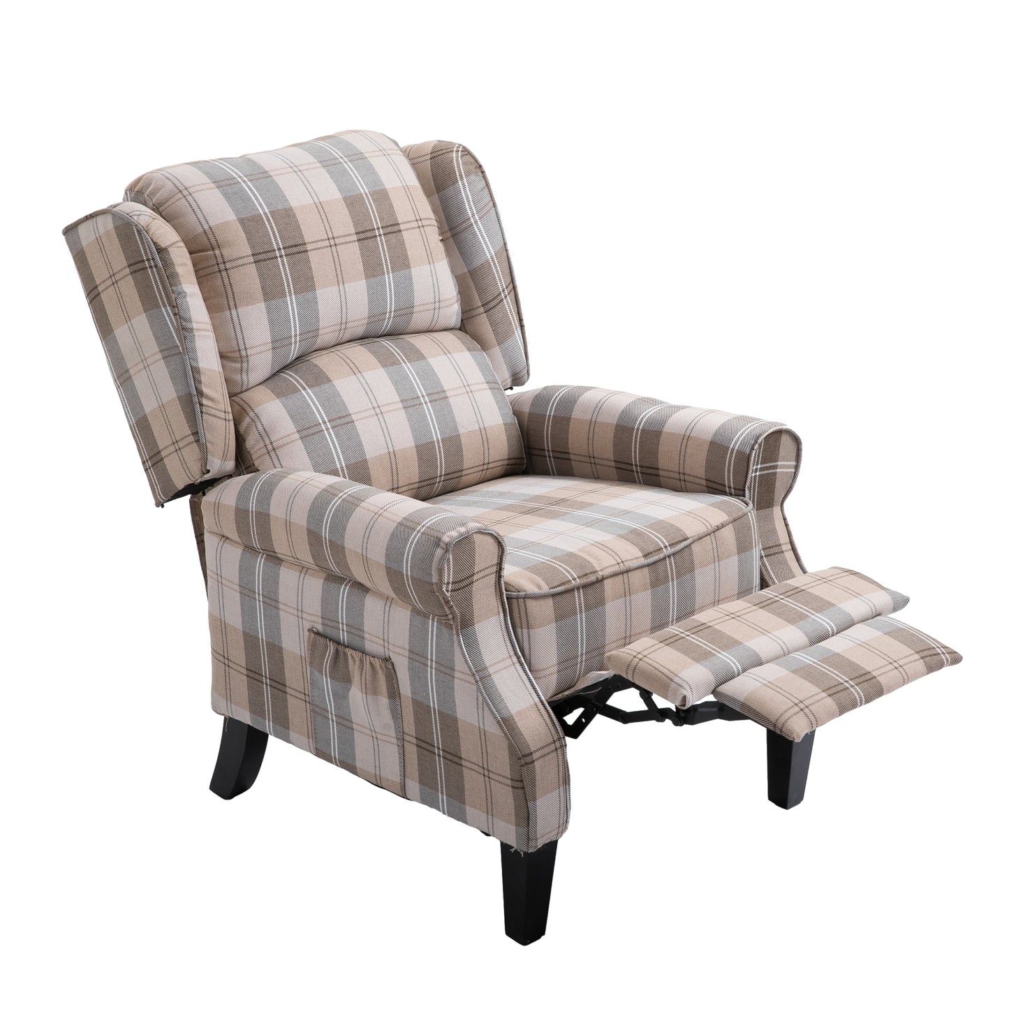 Armchair Sofa Comfortable Upholstered leisure chair / Recliner Chair for Living Room(Beige Check)