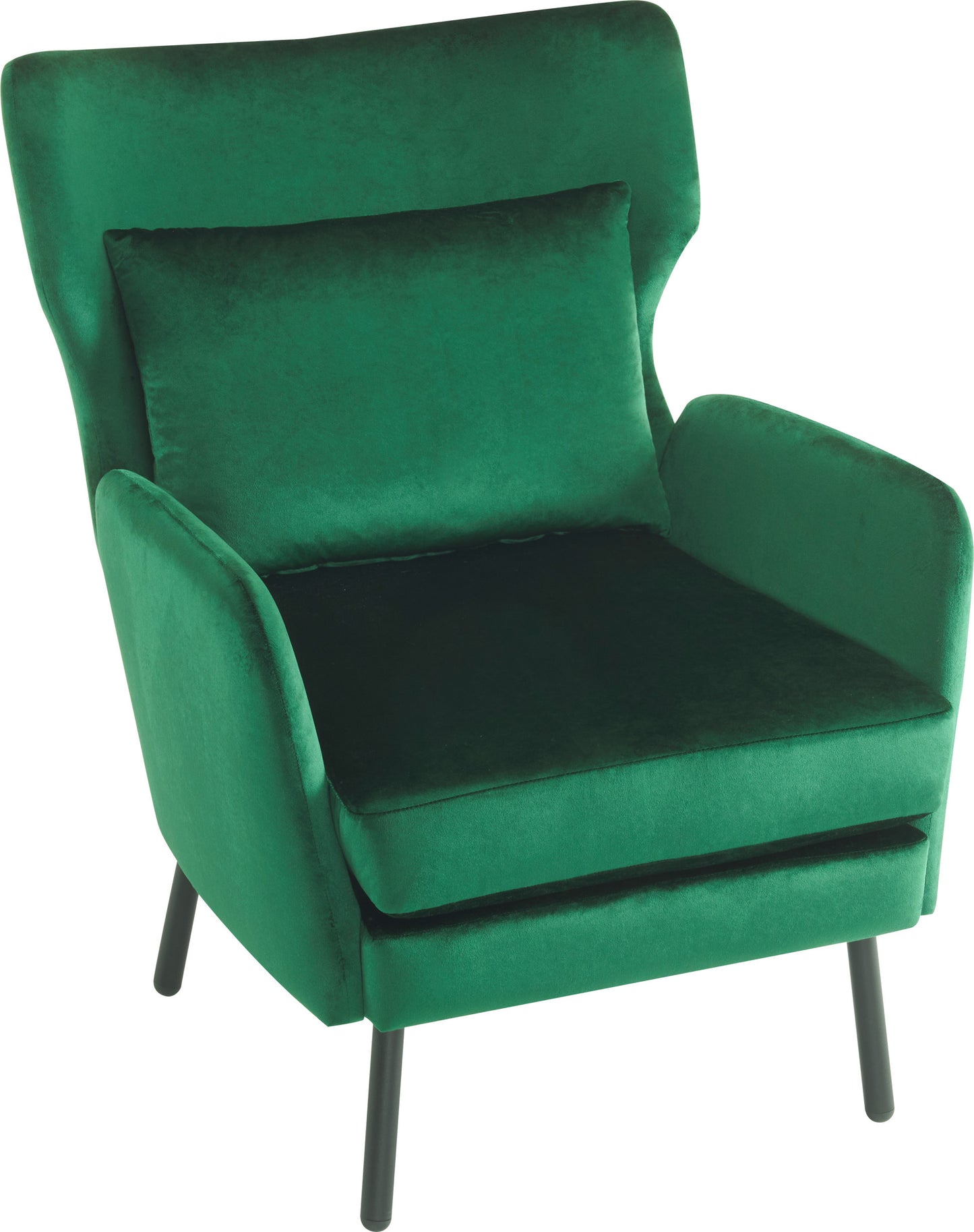 Velvet Accent Chair, Modern Living Room Armchair Comfy Upholstered Single Sofa Chair for Bedroom Dorms Reading Reception Room with Metal Legs & Pillow, Green