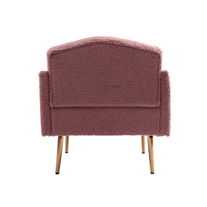 Modern Accent Chair with Arms, Tufted Decorative Fabric Armchair with Gold Metal Legs, Upholstered Reading Chair for Living Room Bedroom Office