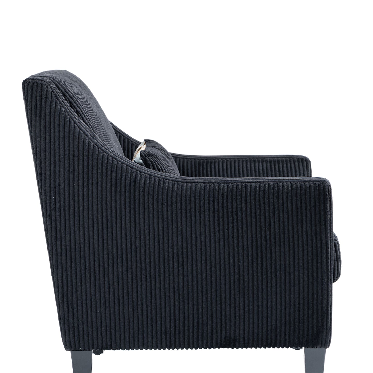 Modern Accent Chair,Upholstered Armchair with Scooped Arms for Bedroom,Apartment,Studio,Office,Waiting Room(Black Corduroy)