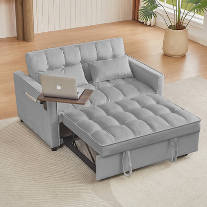 Grey Velvet Loveseat Sofa Bed