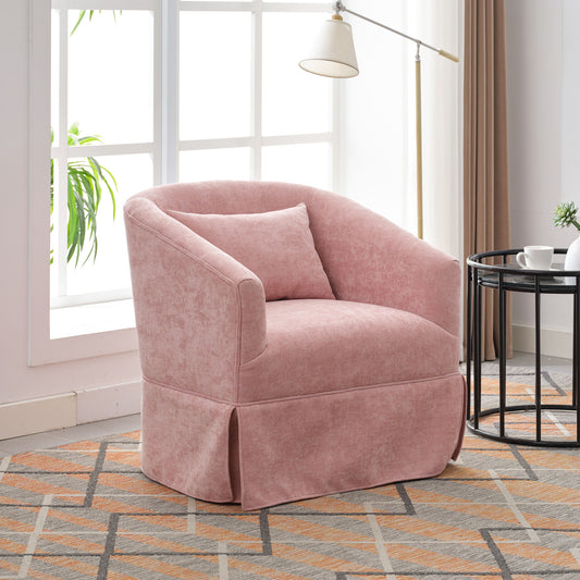 360-degree Swivel Accent Armchair Linen Blend PINK