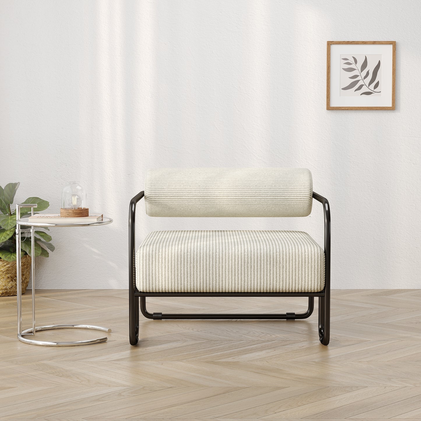 Living room iron sofa chair, lazy individual chair, balcony leisure chair (Color: Beige)