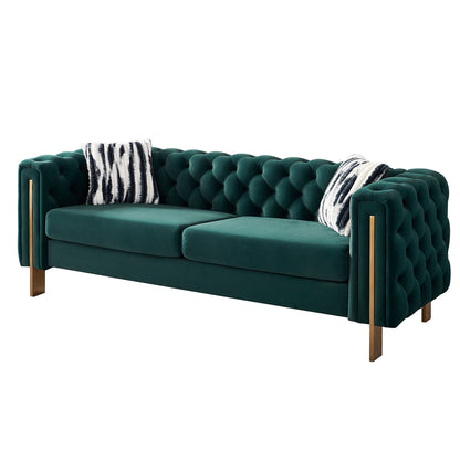 Modern Tufted Velvet Living Room Sofa, 84.25''W Couch,Green