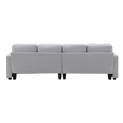 104" 4-Seater Modern Linen Fabric Sofa with Armrest Pockets and 4 Pillows,Minimalist Style Couch for Living Room, Apartment, Office,3 Colors