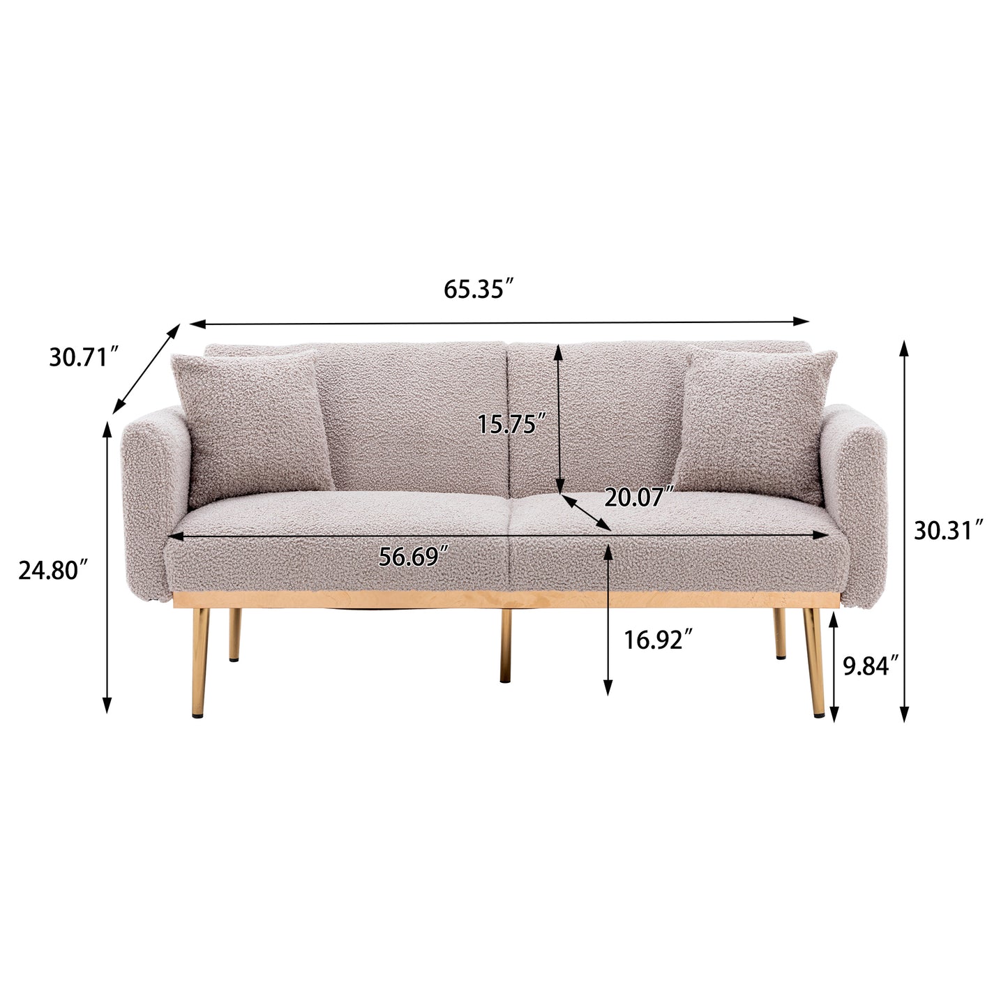 Velvet Sofa, Accent sofa .loveseat sofa with metal feet