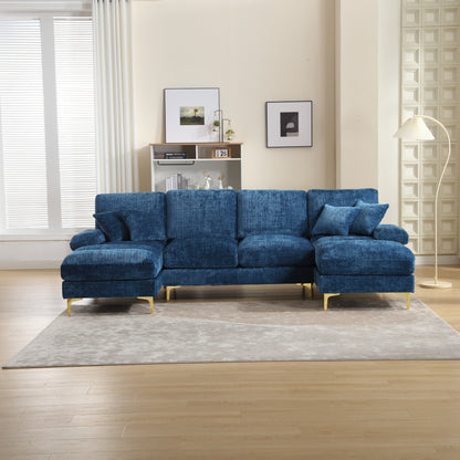 Modern Large chenille Fabric U-Shape Sectional Sofa