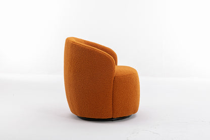 Teddy Fabric Swivel Accent Armchair Barrel Chair With Black Powder Coating Metal Ring,Caramel