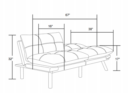 Leatehr Feeling Brown Convertible Folding Modern sofa Bed