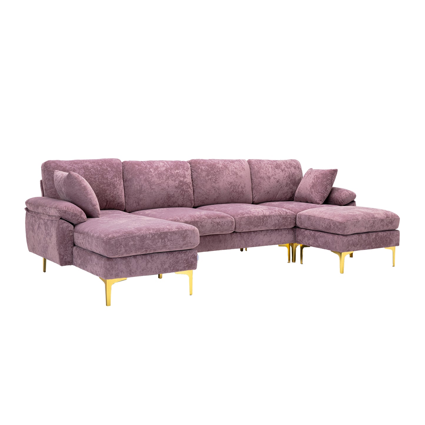 U-shape sectional sofa with Ottoman, Reversible Sofa Couch for Living Room,Spacious Furniture,Durable Couch Removable and machine washable cover (Purple Velvet)